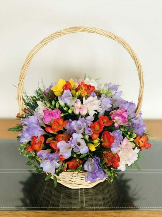 Funeral - Basket of Freesias