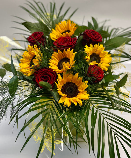 Sunflowers & Red Roses